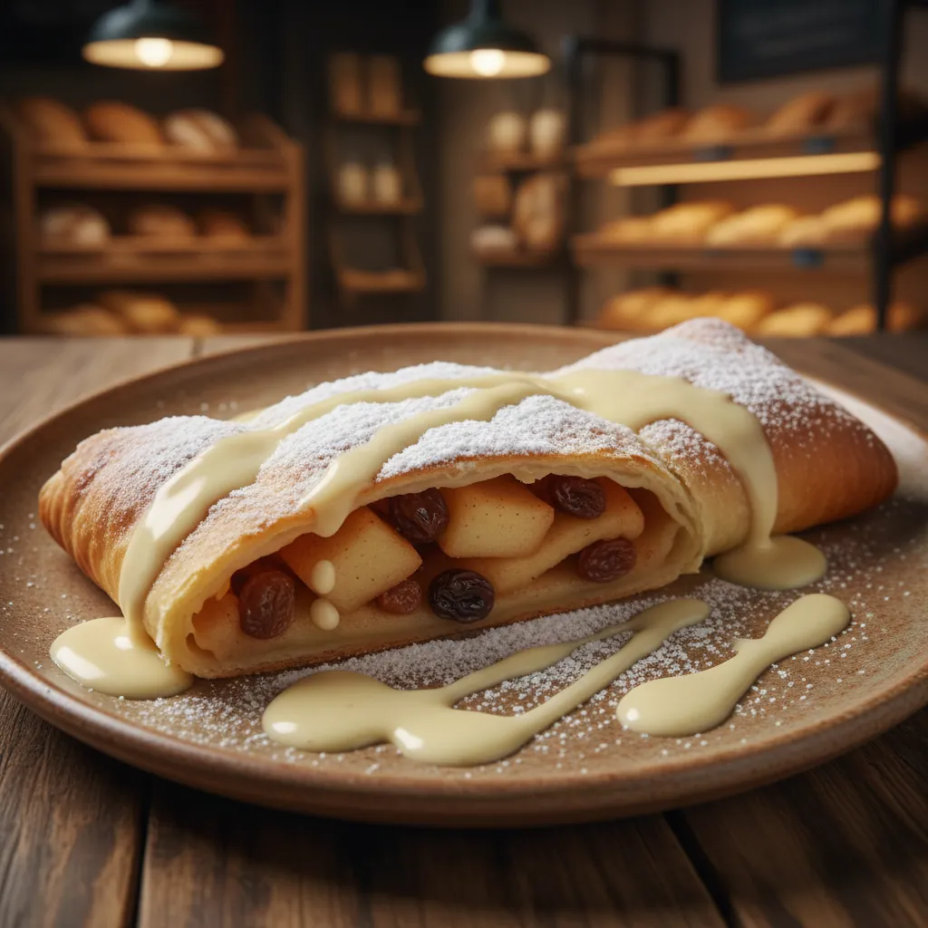 Huisgemaakte Apfelstrudel met vanillesaus